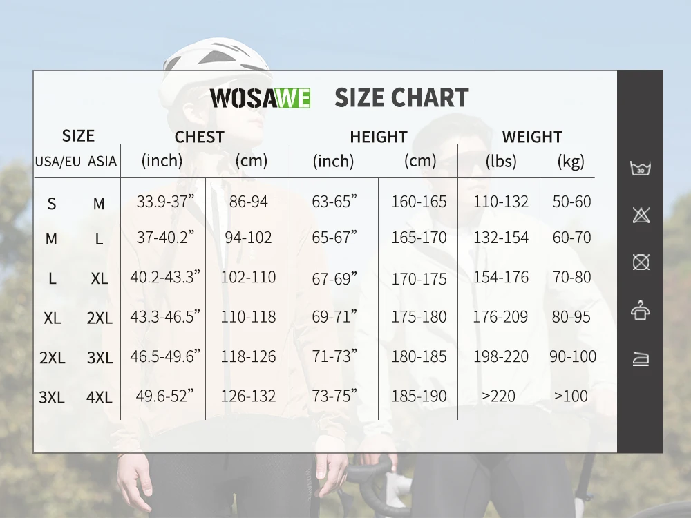 WOSAWE Unisex Cycling Jacket Water-Resistant Lightweight Men's Windbreaker Dual-Headed YKK Zipper Reflective
