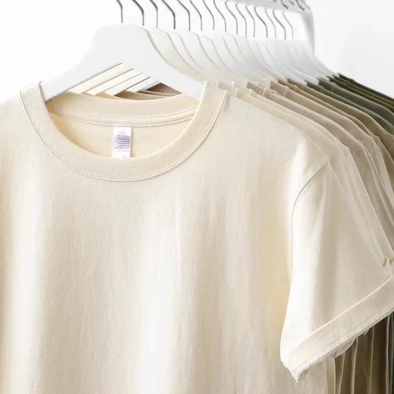 Summer Cotton Heavy Duty 450grams American Pure Cotton Short Sleeves T-shirt Men Casual Base Top Oversized T Shirt