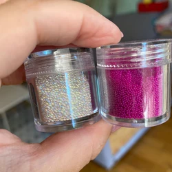 10g Mini Caviar Beads Nail Art Decorations Colorful Glass Crystal Glitter Nail Rhinestones Bead No Hole 0.6/0.8/1mm Micro Beads