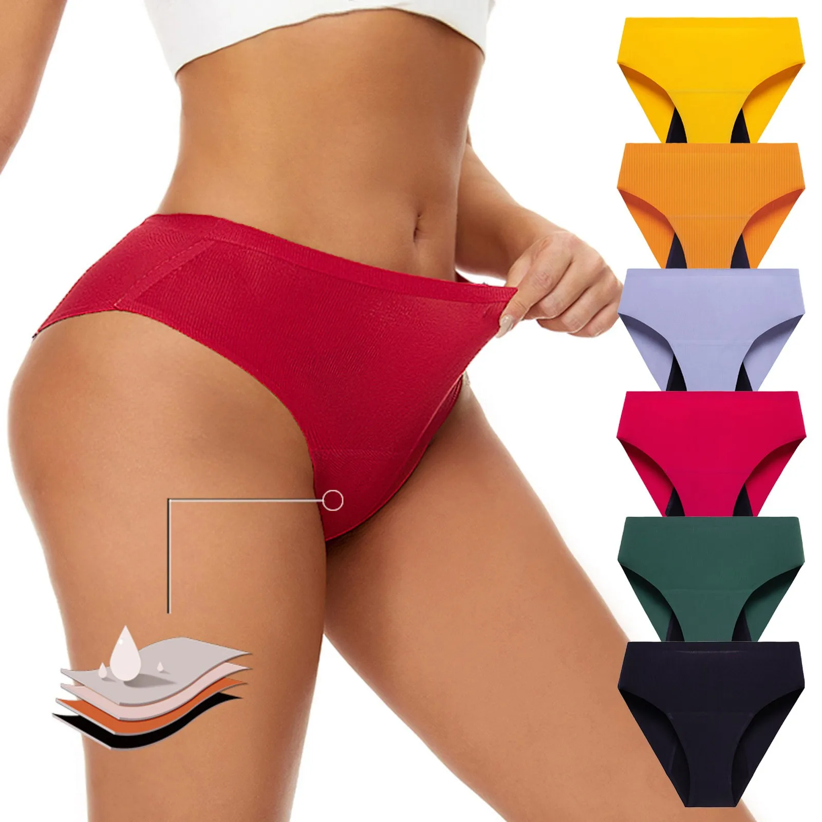 1Pcs Menstrual Briefs For Women Period Cycle Underwear Viscose Bamboo Cotton Panties 4-Layer Absorbent Leakproof Lady Lingerie