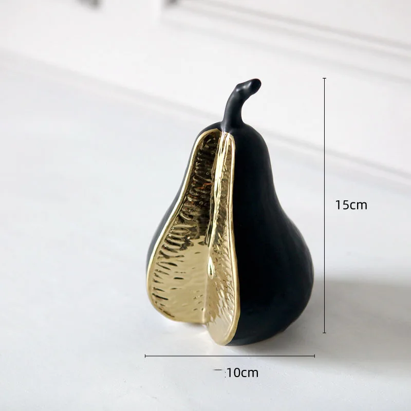 Modern Electroplated Gold And Silver Ceramic Pear Orange Ornaments Simulation Fruit Creative Desktop Decoration Accessories