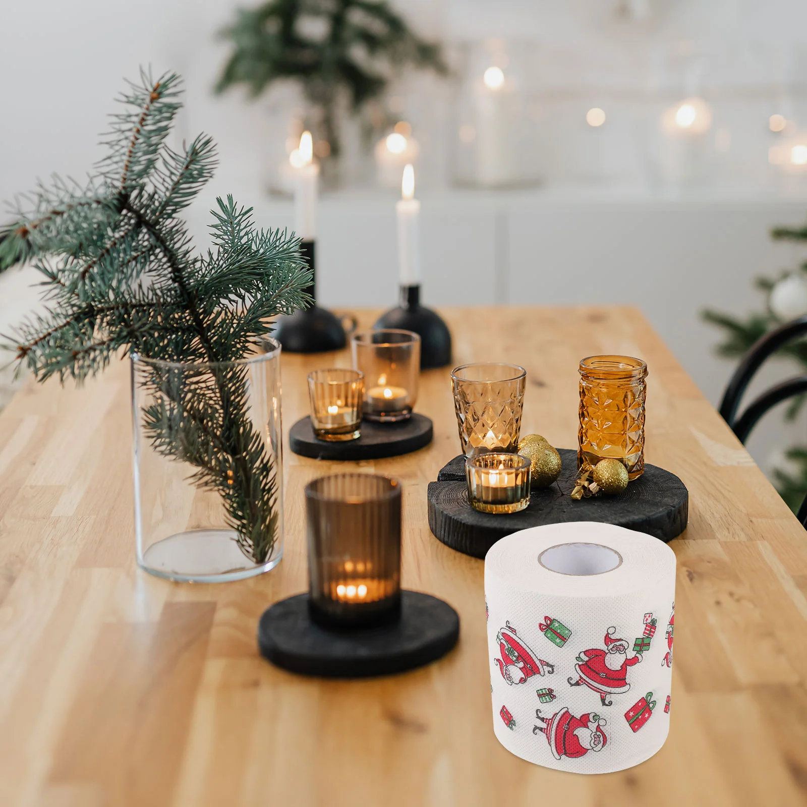 Décorations d'arbre de tissu de papier toilette de Noël, serviettes pour fournitures, essuie-mains, pâte de bois vierge, fête, voyage, 5 rouleaux