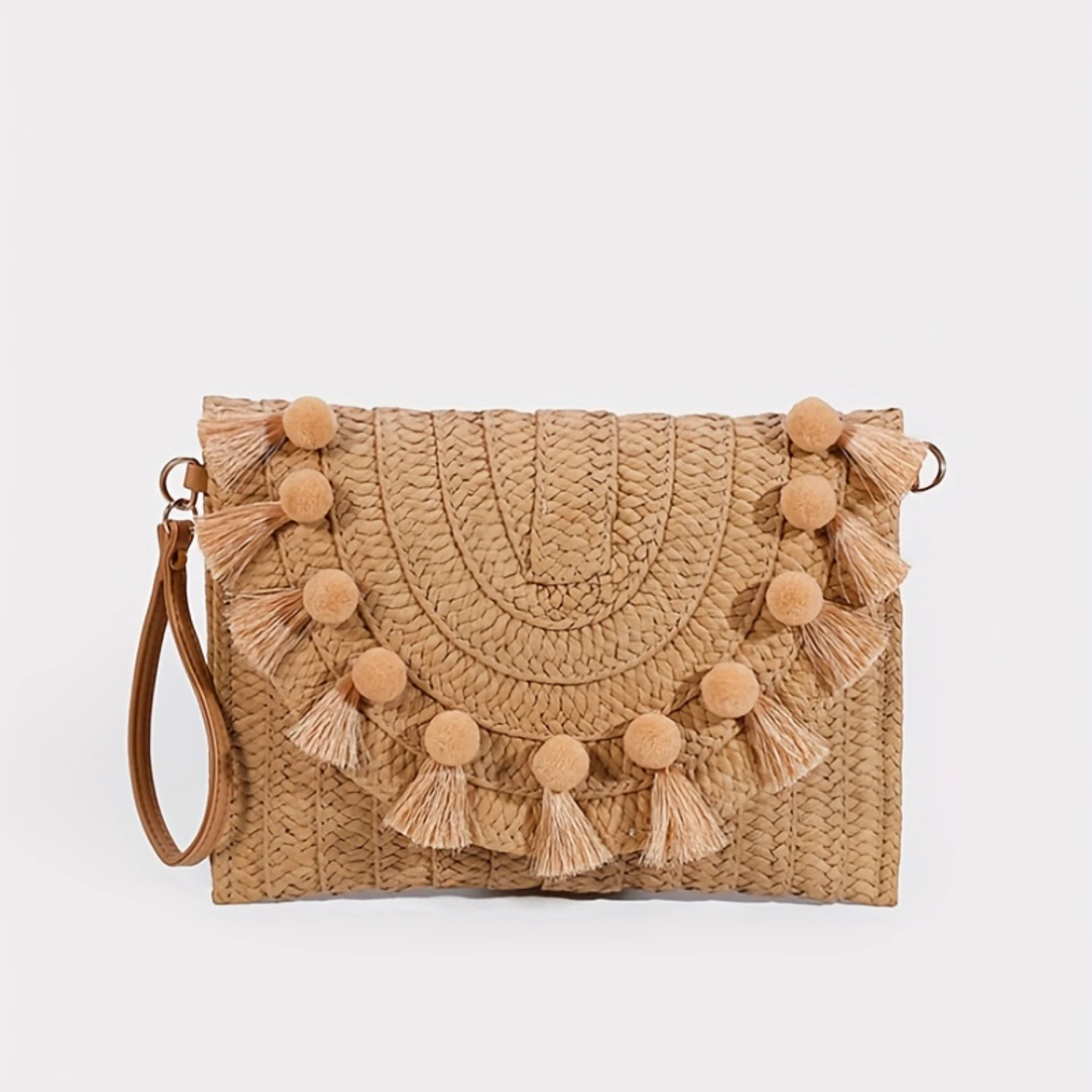 Woven Envelope Clutch for Summer Beach Travel Women's Rattan Purse