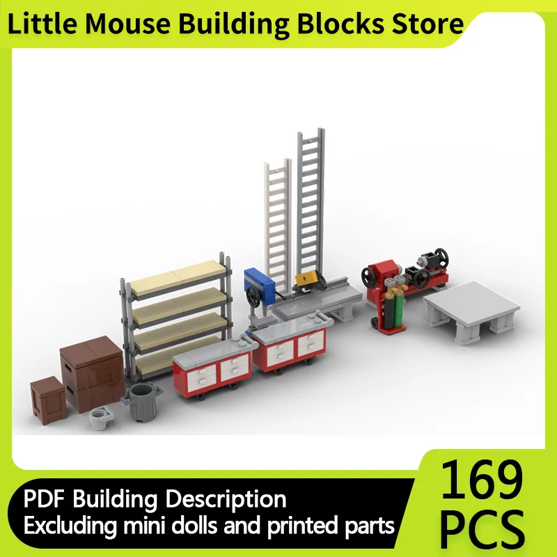 City Street View Model MOC Building Bricks Engine Shed Interior Pack Modular Technology Gifts Holiday Assemble Toys Suit Display