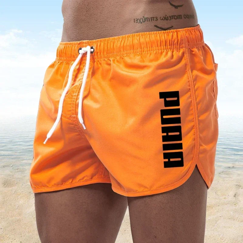 2025 Quick dry men's surfboard lace-up loose shorts Casual sports Gym running pants Summer swimming trunks Beach shorts