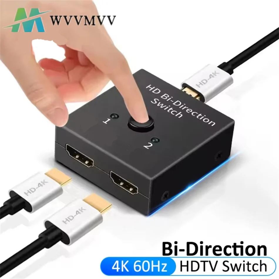 4K HDMI-Compatible Splitter Switch Bi-Direction 1x2/2x1 KVM for TV Box PS4/3 HDTV Switcher Adapter Dual Input Single Output