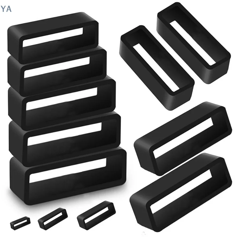 【YA】7 Sizes Black Silicone Watch Strap Retaining Hoop Loop Rubber Buckle Ring 14-26mm Retainer Holder Watchbands Accessories