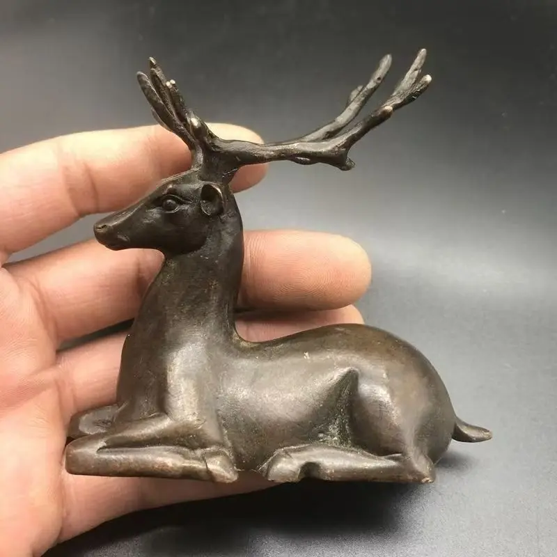 

Imitation Purple Copper Deer Miniature Creative Sculpture Tea Pet Game Dining Table Dining Table Pet Metal Decorative Crafts