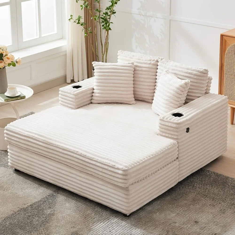 

Негабаритное кресло-шезлонг для дома, 54-дюймовый мягкий диван-кровать с декоративными подушками и подлокотниками, удобный вельветовый спальный диван