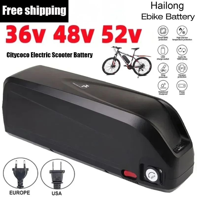 

Hailong Electric Scooter Battery 36V 48V 52V 30Ah-50Ah for 250W~1500W Motorcycle/bicycle Waterproof Lithium Battery + Charger