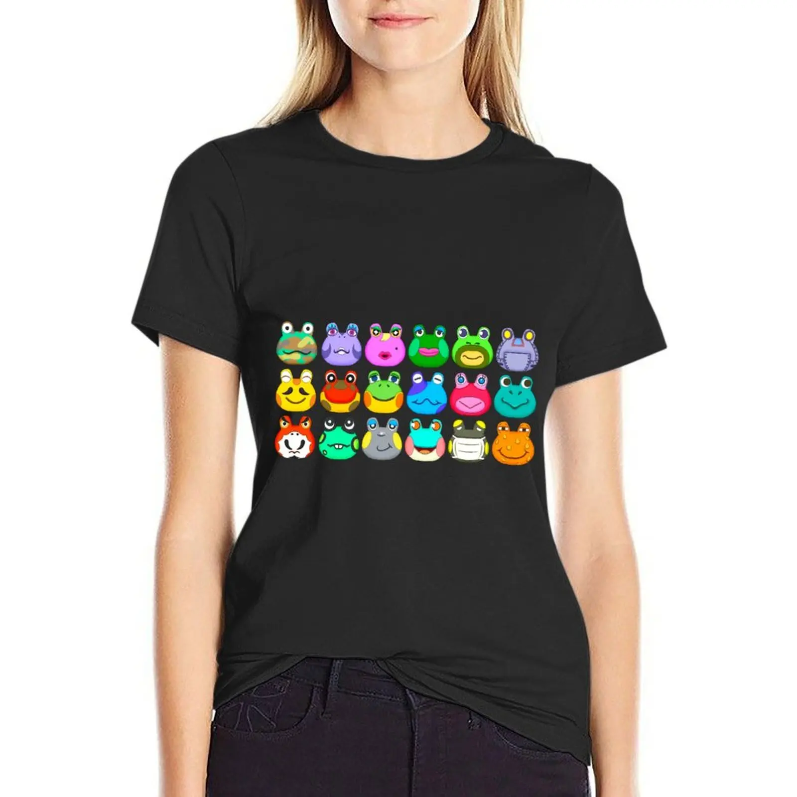 

Frog Pattern T-Shirt Short sleeve tee anime clothes Aesthetic clothing Summer Women's clothing