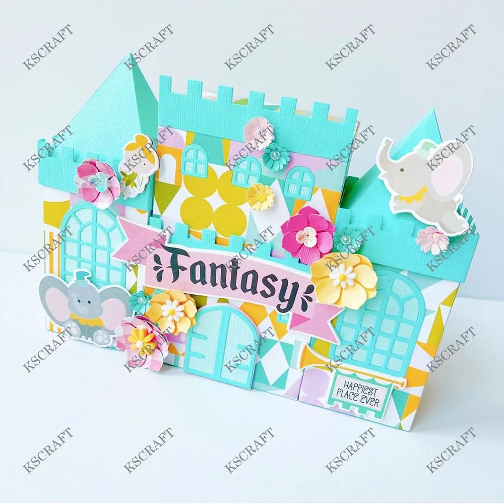 

KSCRAFT 3D Castle and Tower Gift Box Metal Cutting Dies Stencils for DIY Scrapbooking Decorative Embossing DIY Paper Cards