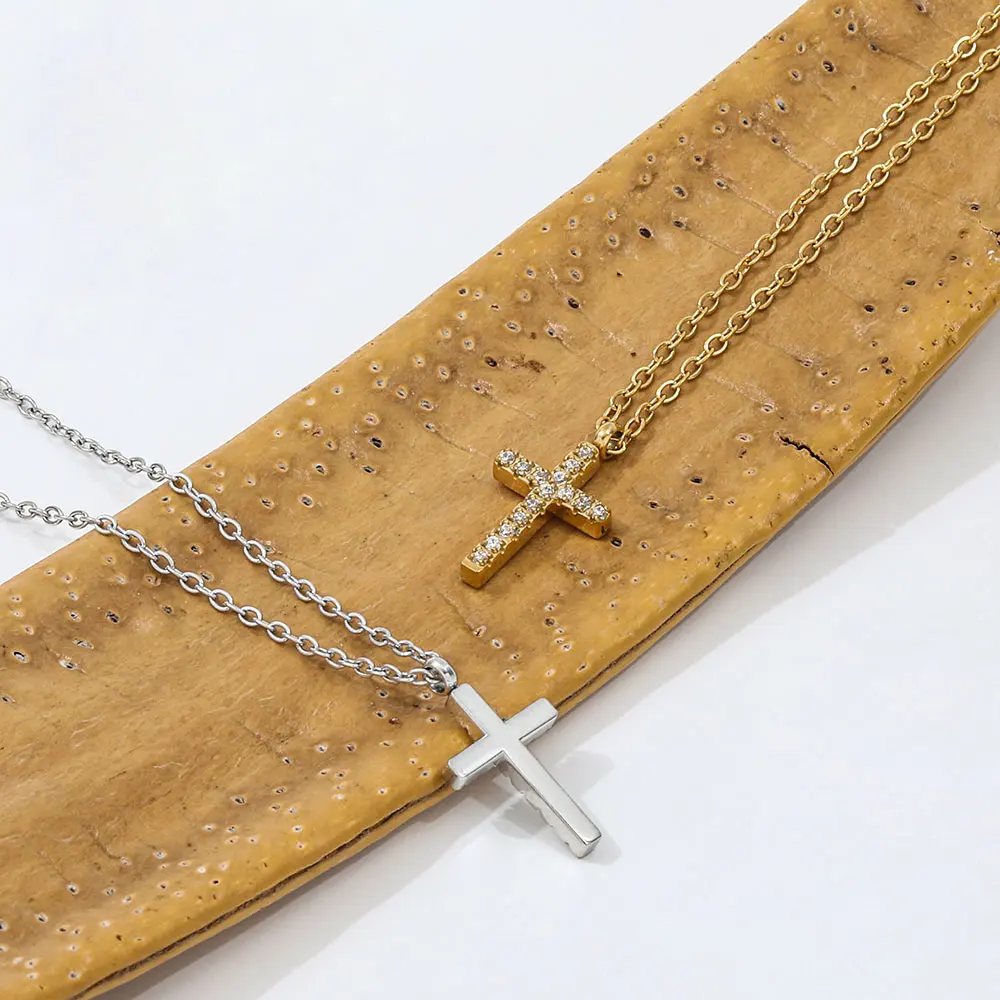 JOOLIM مجوهرات الراقية Pvd بالجملة مقاوم للماء تنوعا موضة الصليب زركونيا تمهيد قلادة قلادة من الفولاذ المقاوم للصدأ للنساء #3