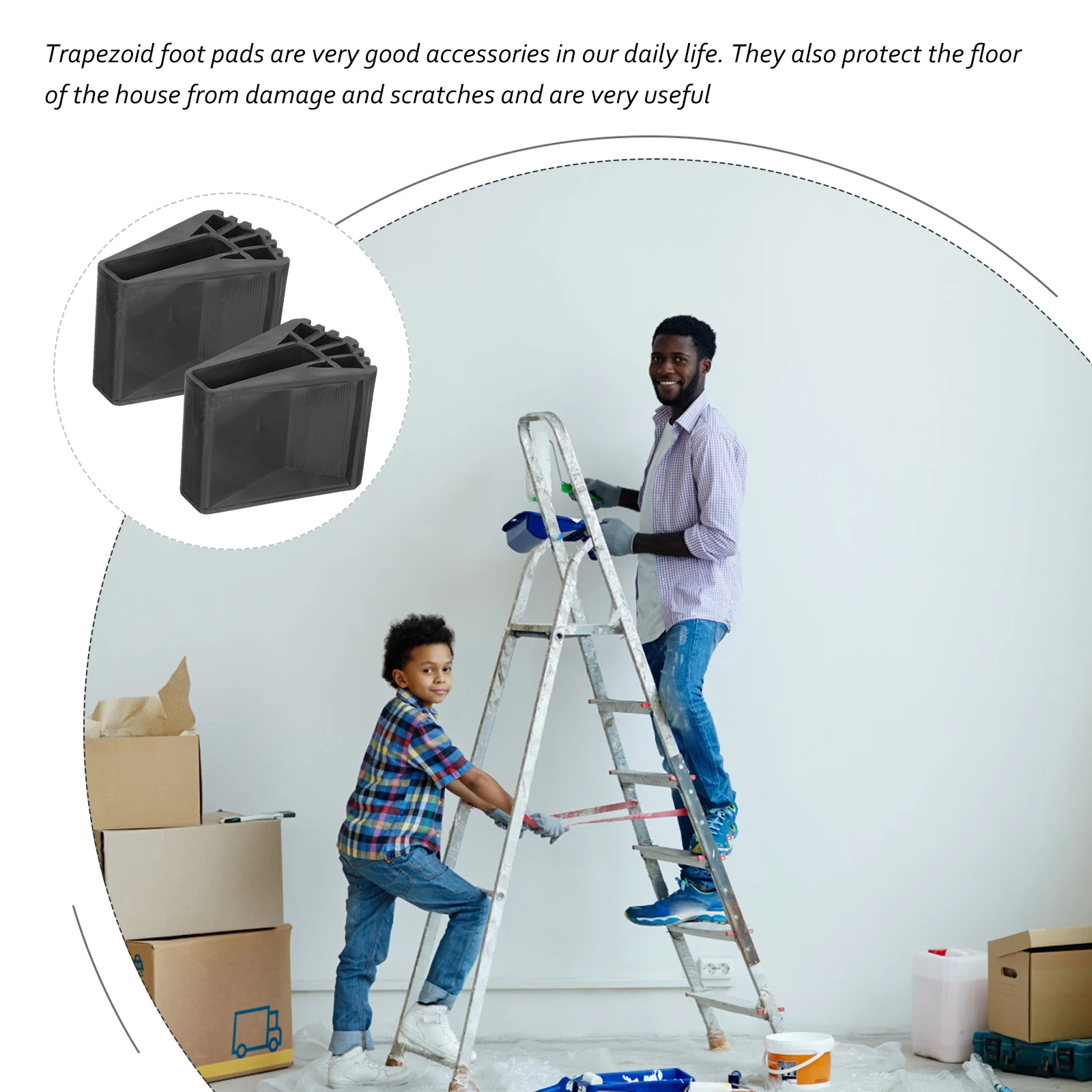 

2pcs Non-slip Ladder Feet Pad Heavy-duty Stability Rubber Covers Floor Protector Skid Resistance Pads Sound Insulation