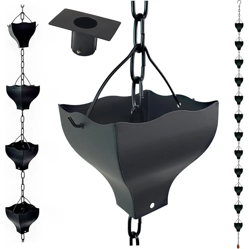 

Дождевые цепи 9T Black Tulip Iron для водостоков и дождевых бочек, замена или замена водосточных труб, устойчивые к ржавчине, с покрытием, для садового декора