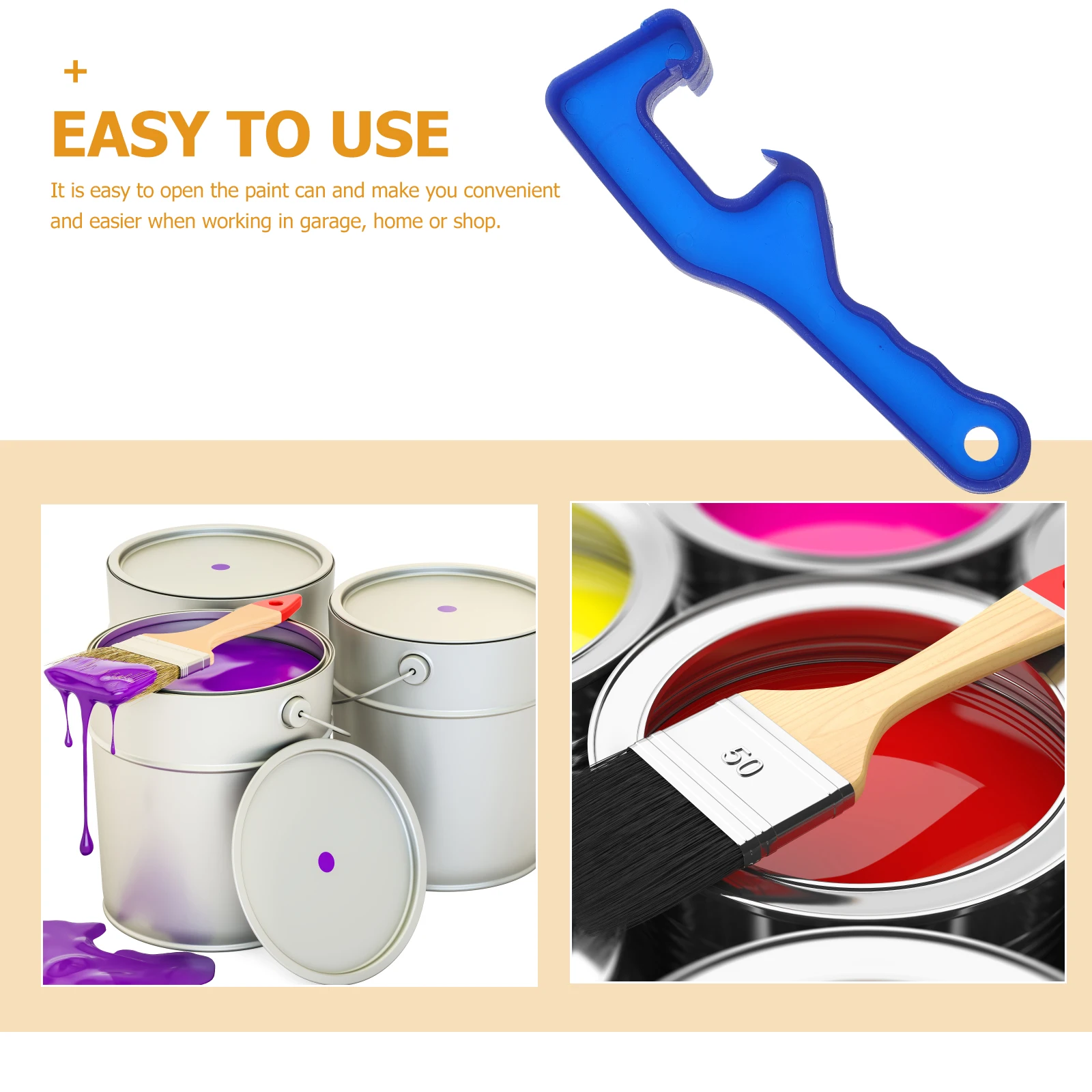 

4pcs Plastic Paint Can Opener Bucket Lid Opener Tool Long Handle Anti-Slip Grip For Garage Home Shop Sturdy Wear-Resistant