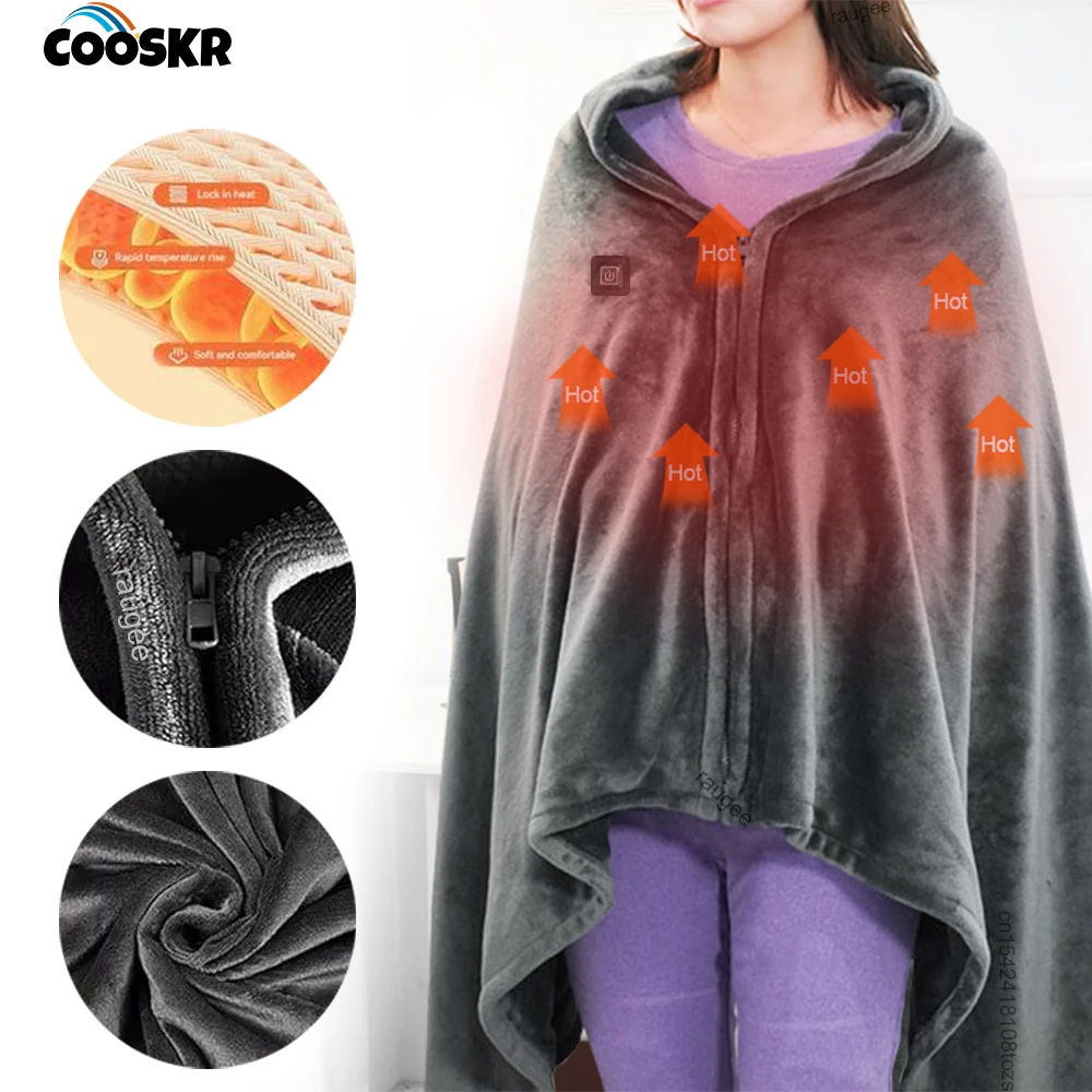 

Electric Blanket USB Portable Body Warmer with 3 Temp Settings Heating Thermal Shawl for Home Office Electric Warmer Blanket