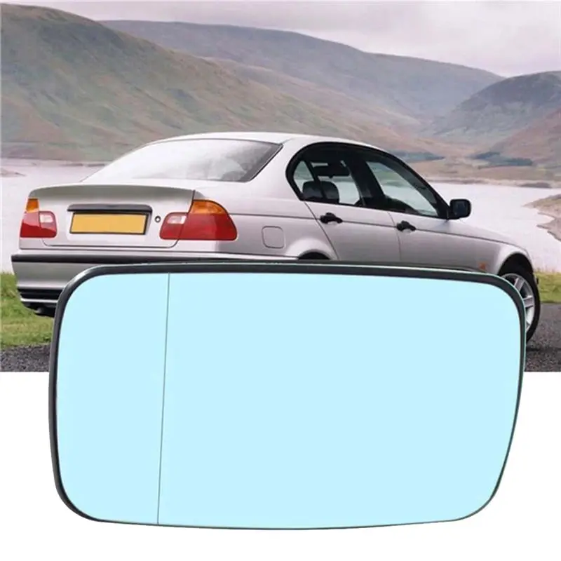 11-1Pair Car Rearview Side Door Mirror Blue Glass Lens Heated for BMW E46 E65 E66 E67 2001-2008 51167028427 51167028428