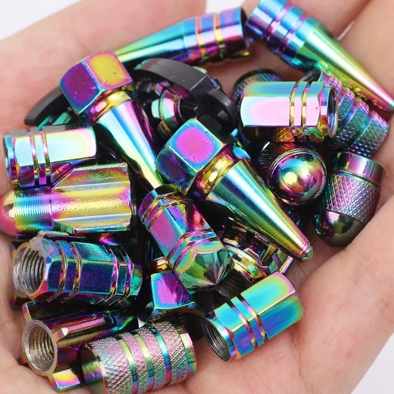 Car Tire Valve Caps Colorful Metal Valve Dust Cover Auto Motorcycle Bike Wheel Valve Stems Caps Car Styling Modified Accessories