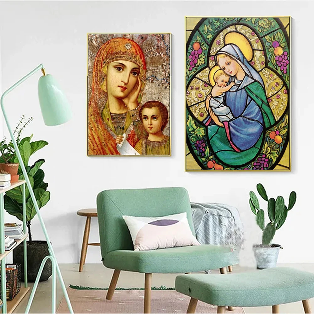 5D Diamond Painting Religious Madonna Jesus Diamond Embroidery Mosaic DIY Full Round Cross Stitch Rhineons Home Decor Promotion