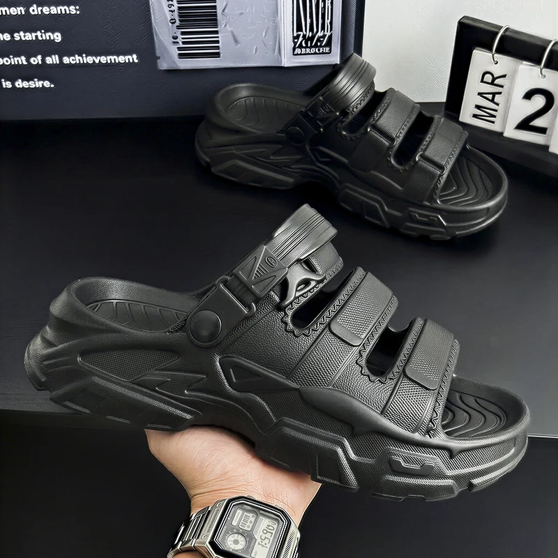 

Smooth Step Men Summer Slippers Soft Touch Anti Slip Sole Stable Walking for Daily Leisure Footwear