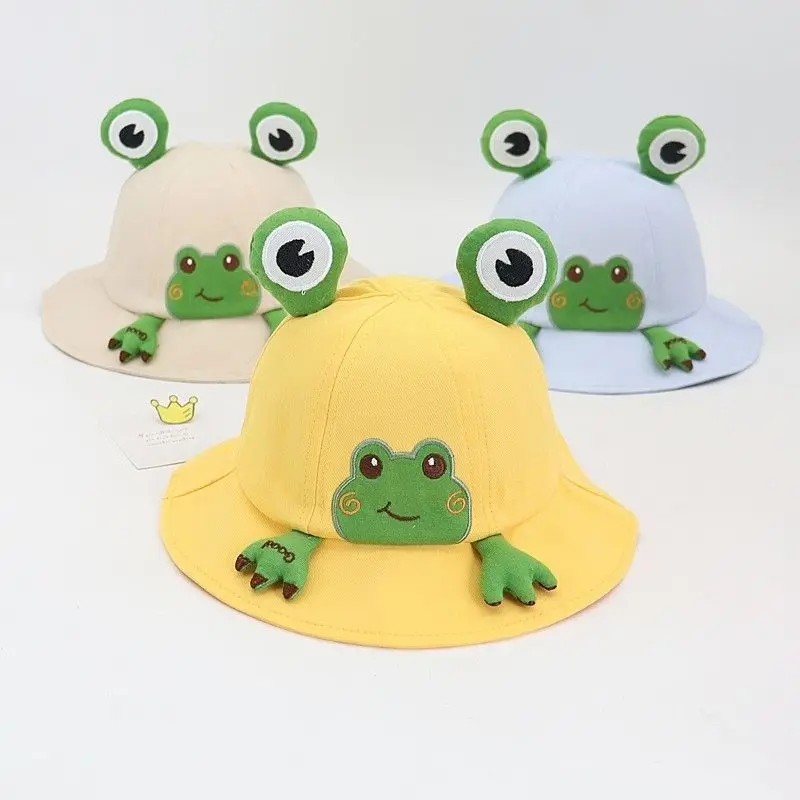 Cartoon Frog Baby Bucket Hat Breathable Soft Cotton Infant Boys Girls Fisherman Cap Outdoor Travel Toddler Sun Hats