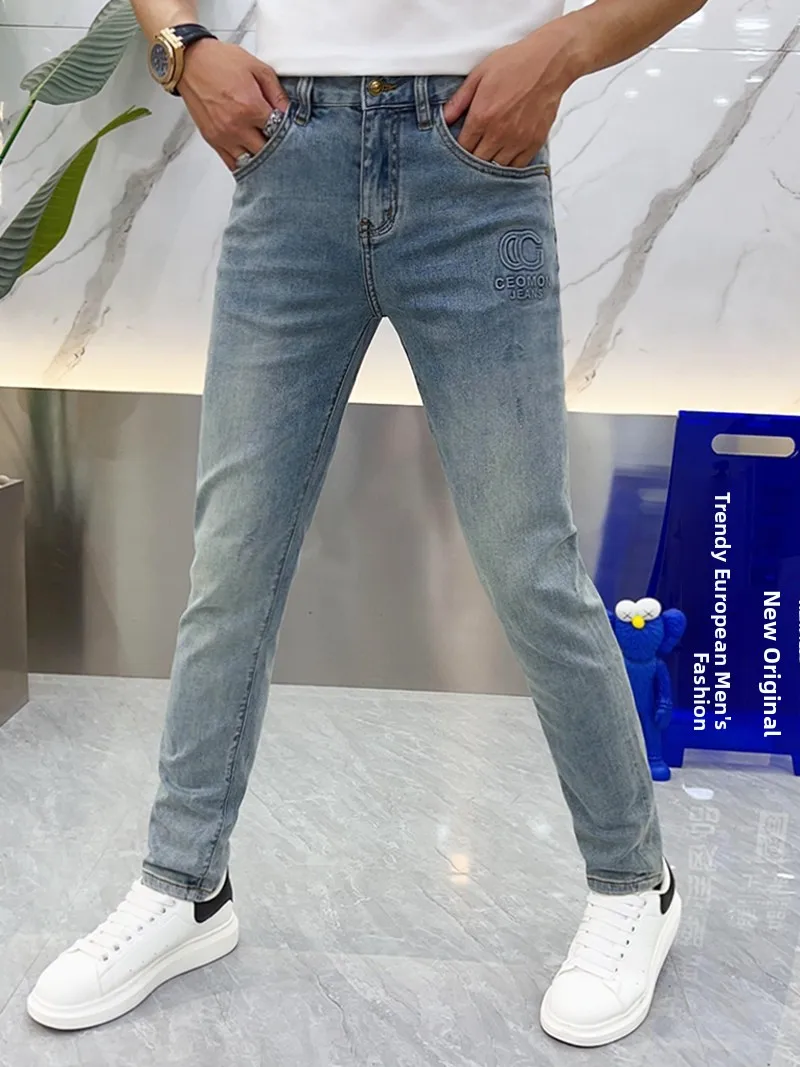 

Мужские джинсы Light Wa, облегающие, удобные, тонкие, летние, модные, универсальные, со средней посадкой, зауженные к низу, в европейском стиле