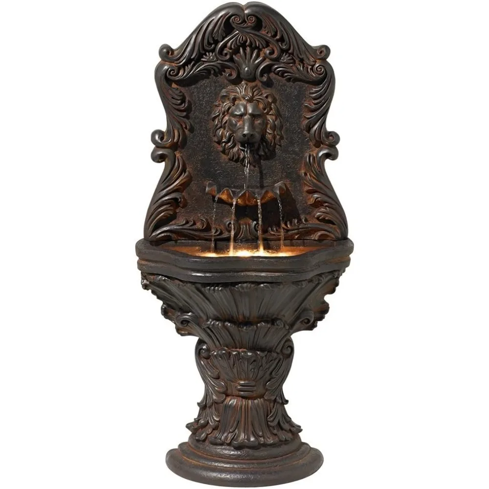 

Royal Lion Acanthus 50" High Large Italian Indoor Outdoor Decor Faux Stone Floor Fountain with Light LED Statue Waterfall Water