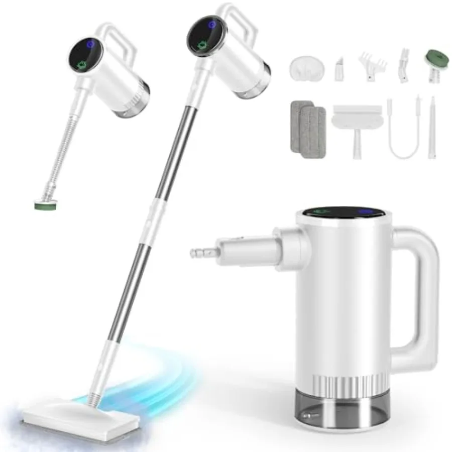 

11-in-1 Steam Mop - Detachable Handheld Steam Cleaner with 380mL Tank 260℉ Floor Steamer for Hardwood Tile Grout Windows Bath a