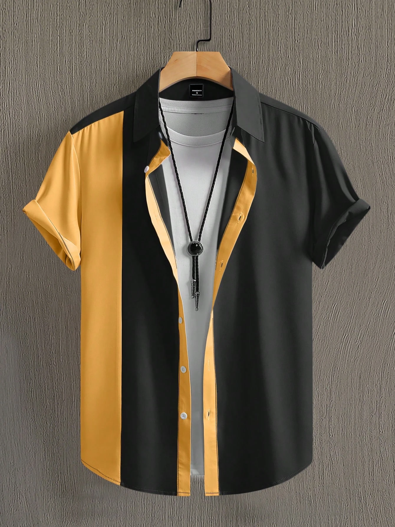 Men's Shirts Summer Clothing Color-Blocked Short-Sleeve Shirts 3D-Printed Shirts Street-Style Loose-Fit Casual Tops