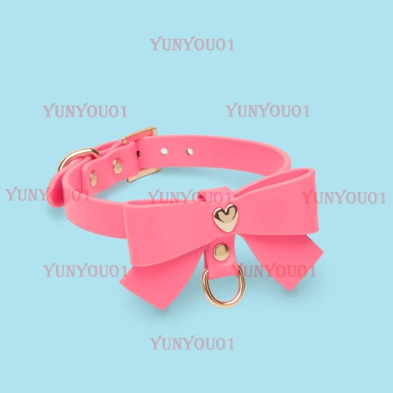 Bow Choker Leather K9 Jewelry Collar Traction Set Cosplay