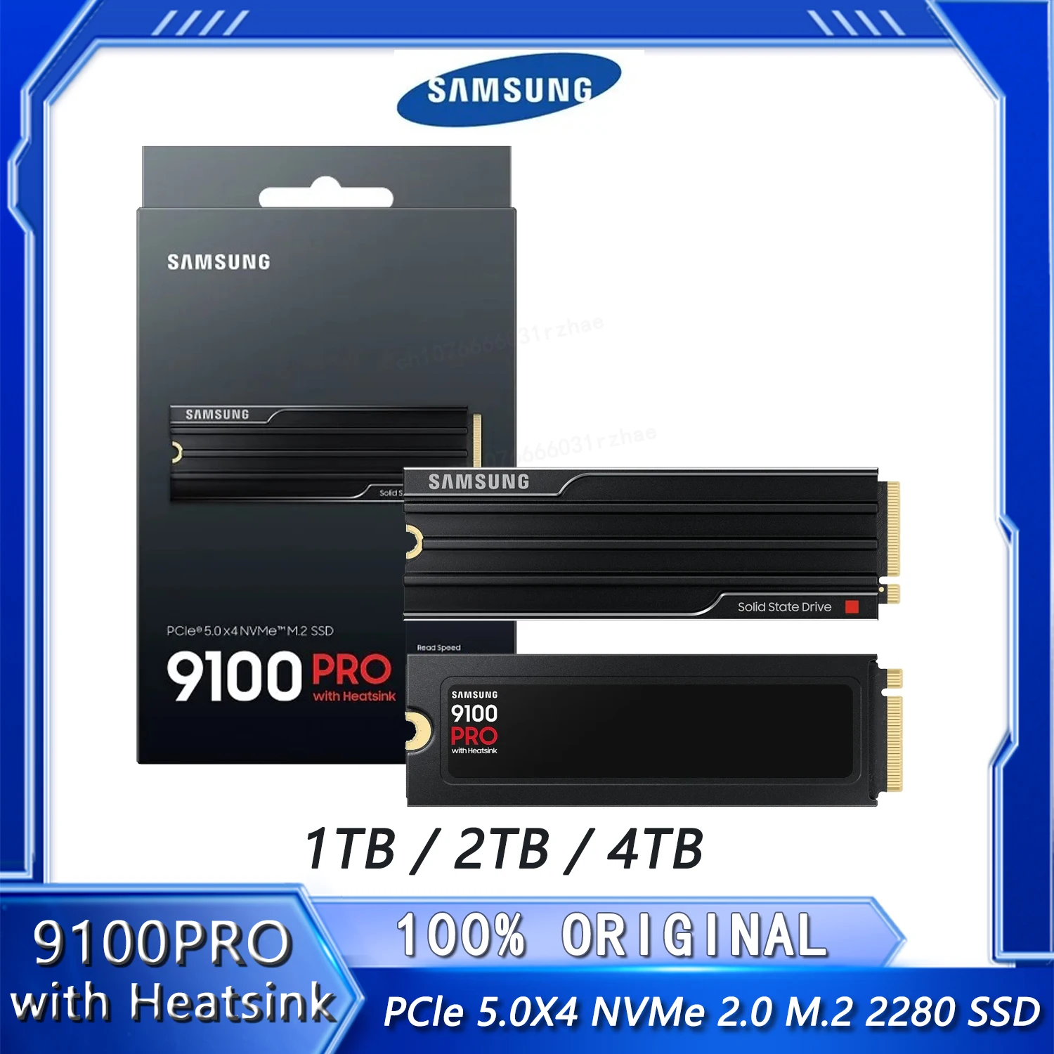 Samsung 9100 PRO ヒートシンク付き -1TB 2TB 4TB PCIe 5.0x4、NVMe 
