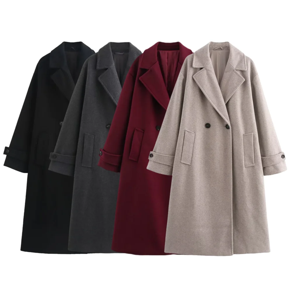 

BSK&TRAF autumn and winter new women's clothing fashion temperament elegant soft loose lapel long-sleeved woolen coat jacket