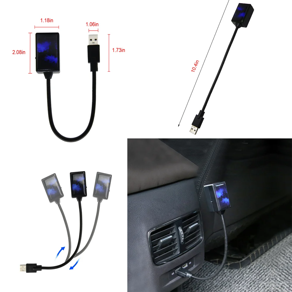 Car Interior USB Roof Atmosphere Starrry Lamp Sky LED Projector Star Night Light Blue Car Accessories