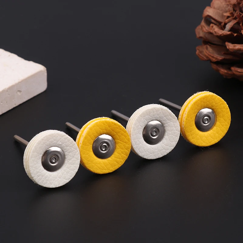 

5 шт., Т-образная ручка 2,35 мм, желтое/белое тканевое колесо, тканевое колесо для полировки ювелирных изделий, тонкое полированное кожаное колесо, аксессуары для инструментов
