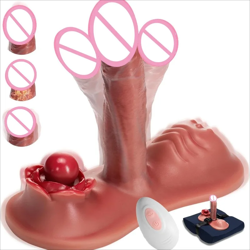Women's Cushion Type Silicone Quick Telescopic Vibration Heating Simulation Phallus Dilopis Adult Masturbation Sex Products