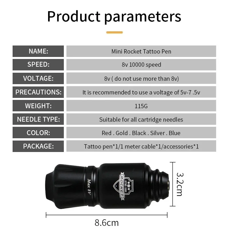 Professional Rocket Tattoo Machine Set Japan Motor Wireless Tattoo Power Supply Professional RCA Interface Rotary Tattoo Pen Kit