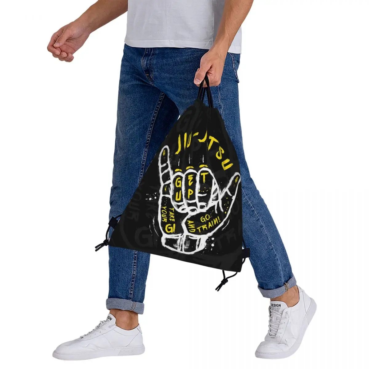 Jiu-jitsu. Go Train Backpacks Fashion Portable Drawstring Bags Drawstring Bundle Pocket Shoes Bag Book Bags For Travel Students