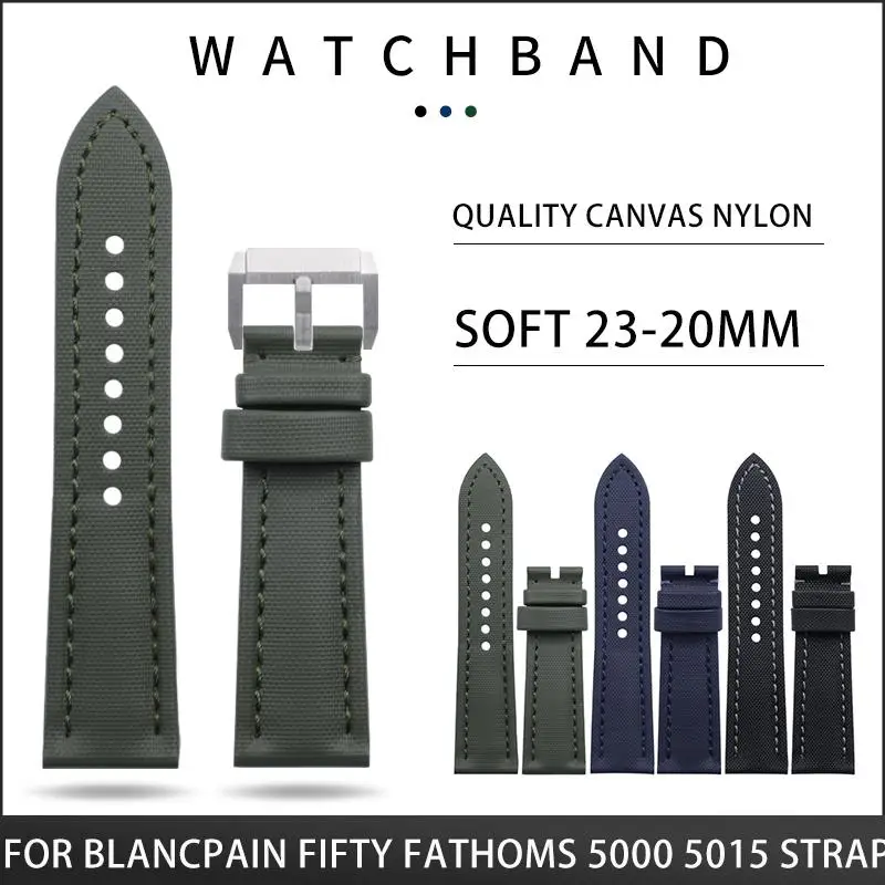 

NFR Soft Fiber Black Blue Green Nylon Watchbands For Blancpain Strap For FIFTY FATHOMS 5000 5015 23mm Bracelets Accessories