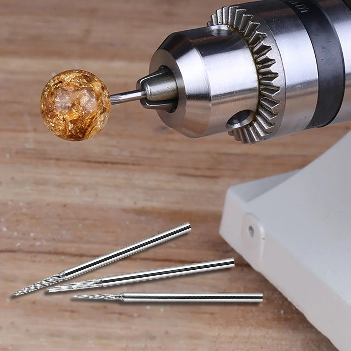 

3Pcs Buddha Bead Polishing Shafts Fixed Rod Tungsten Steel Double Grain Design Super Strong Fixing Ability for Bodhi Beeswax