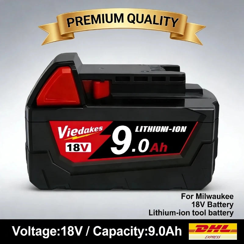 

18V 9.0Ah Long-Lasting For Milwaukee 18V Battery Rechargeable Lithium-Ion, 48-11-1860 48-11-1850, with Original Style Charger