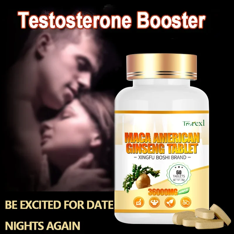 Organic Maca American Ginseng pill - 60 Tablets 100% Pure Non-GMo Supports Reproductive Health Natural Energizer