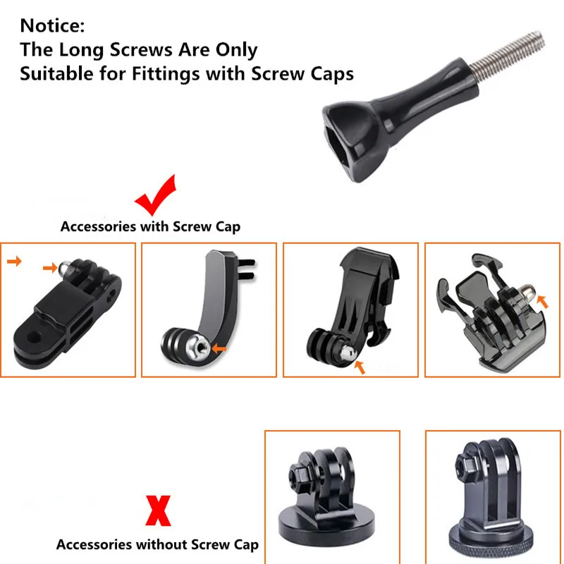 Long Screw For Action Camera Mount Accessories For GoPro 13 12/11/10/9/8 Insta360 X4 DJI Action 5 Pro 3 4  Go Pro Accessories