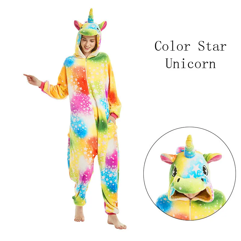 Unicorn Anime Cosplay Costumes Women Men Jumpsuit Adults Hooded Pajamas Kids Kigurumi Cartoon Onesies For Christmas Halloween