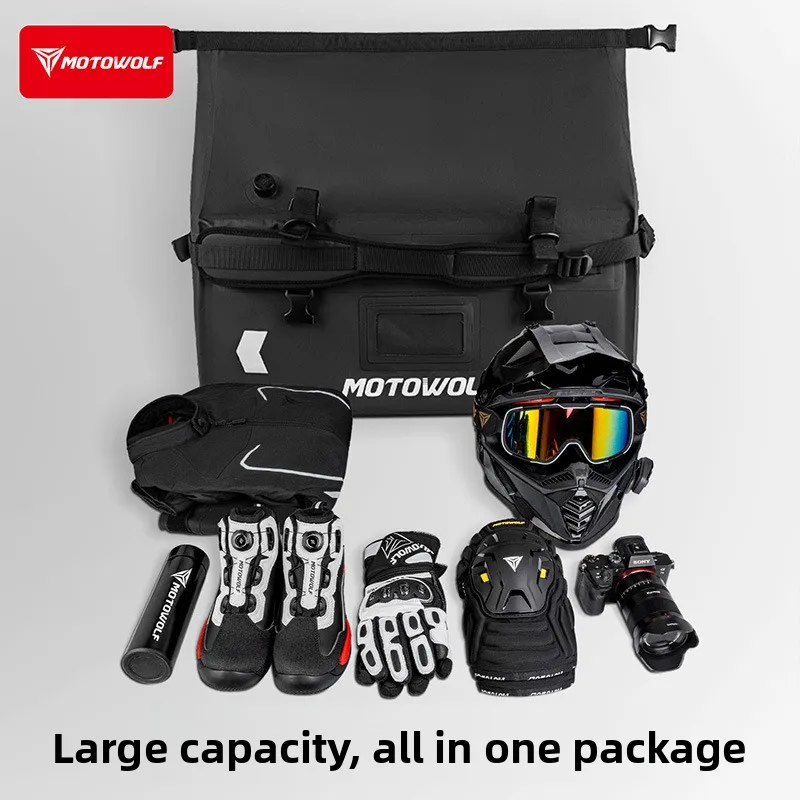 حقيبة ذيل مقاومة للماء للدراجات النارية، صندوق خلفي لمعدات راكبي الدراجات النارية بسعة كبيرة لمسافات طويلة، حقيبة ظهر محمولة للمقعد الخلفي