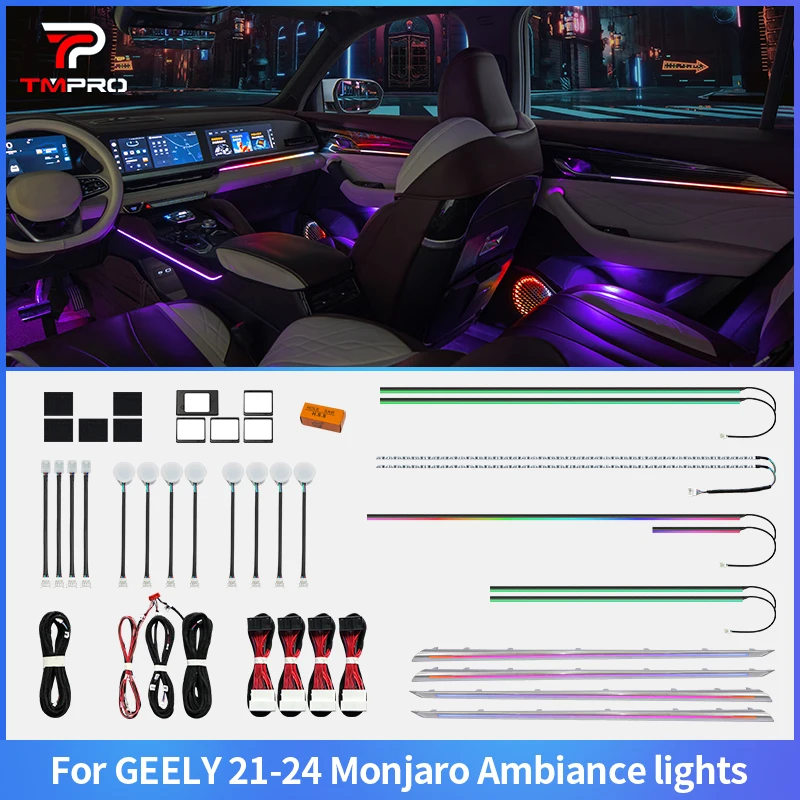 

TMPRO 64 Colors LED Safety assistance systems Ambient Lighting For Geely Monjaro 2021-2024 Interior Decoration