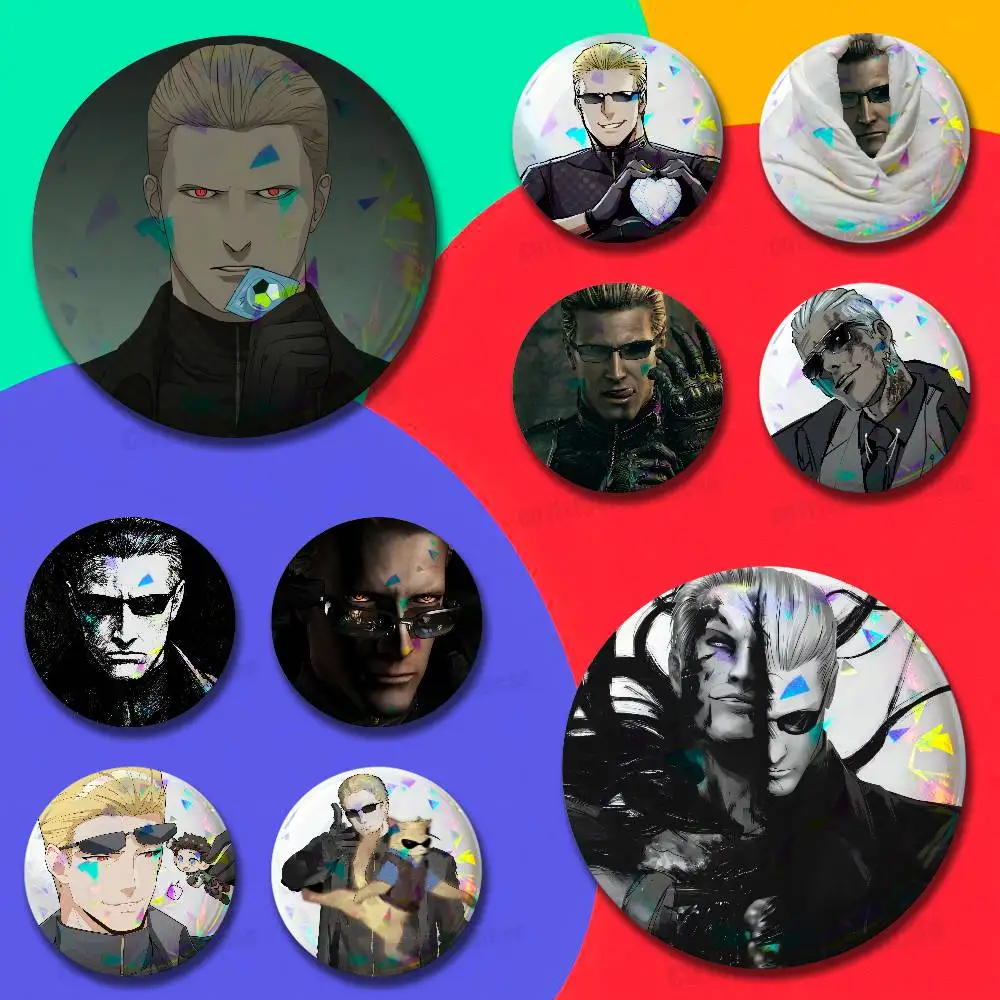 For Albert Wesker Resident Evil Badge Cover Custom Pin Insignia Emblem Round Button 58mm 44mm Laser Film
