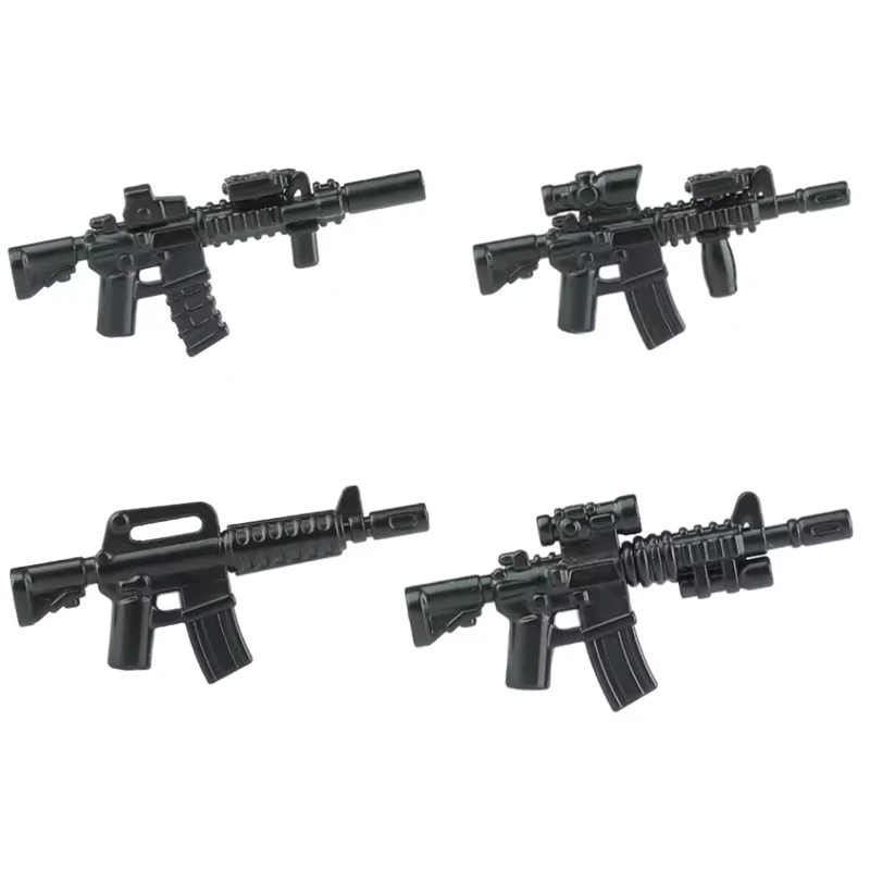 Militaire Soldaten Figuren Wapens Bouwstenen Accessoires Tweekleurige Guns Assault Sniper Rifles M16 M4 Model Bricks Speelgoed Gift