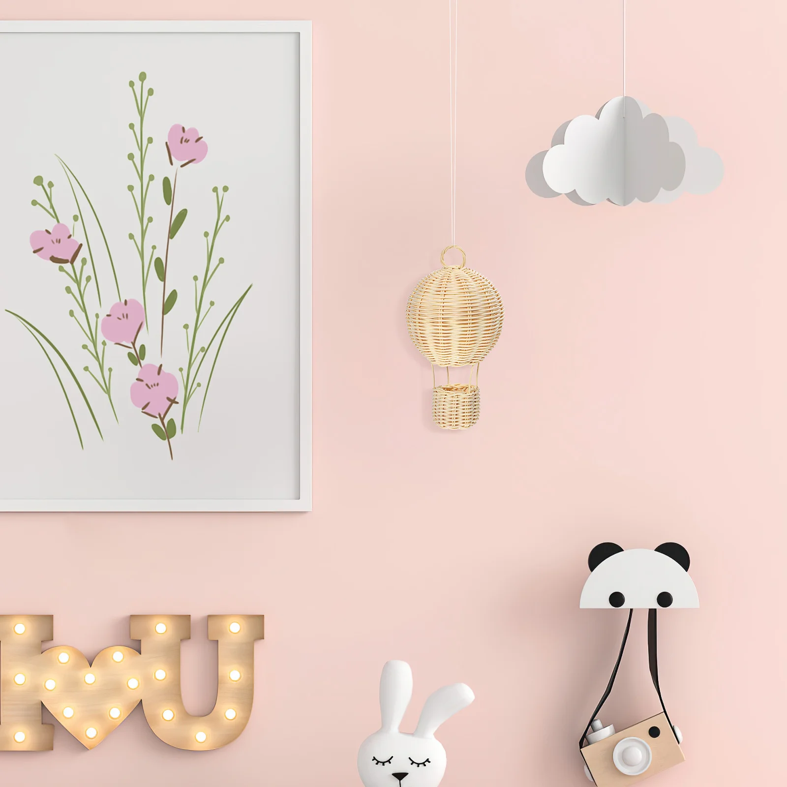 

Hot Air Balloon Rattan Lamp Cover Vintage Style Ceiling Lamp Shade Soft Light Protection for Bedroom Living Room Hotel