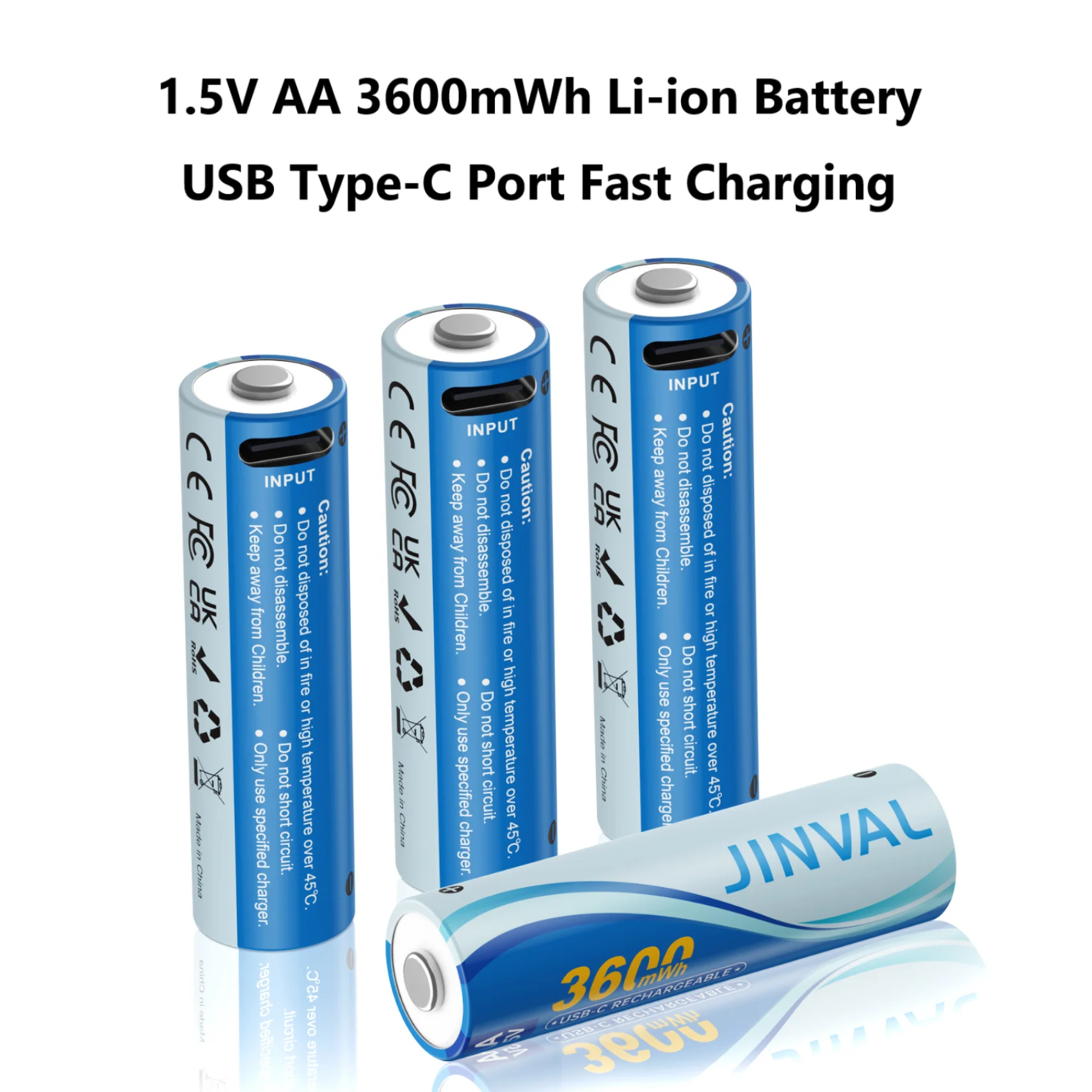 1.5V AA 3600mWh Rechargeable Li-ion Battery,High Capacity USB Type-C Port Fast Charging For Digital, Remote-Controlled Toys